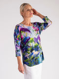 Purple/Multi Wild Flower Print Batwing Top