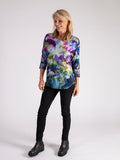 Purple/Multi Wild Flower Print Batwing Top