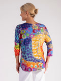 Orange/Multi Abstract Safari Print Batwing Top