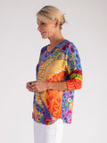 Orange/Multi Abstract Safari Print Batwing Top