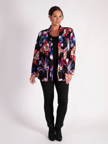 A Black/Multi Tulip Print Jersey Cardigan - Black Friday Comes Early
