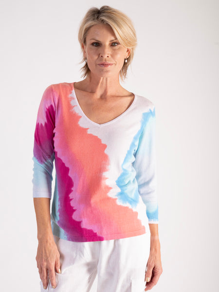 White/Multi Watercolour Floral Jumper