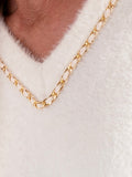 Cream Soft Knit V Neck Sweater with Gold Chain Trim