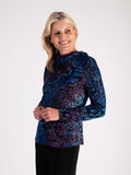 Cobalt/Purple Burnout Cowl Neck Top