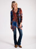 Black/Cobalt/Copper Lace Batik Burnout Jersey Cardigan