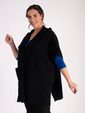 Black Wool & Cashmere Blend Double-knit Hooded Sleeveless Cardigan