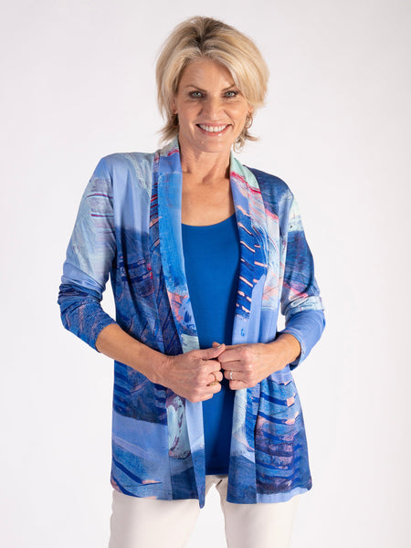Blue/Multi Abstract Butterfly Cardigan