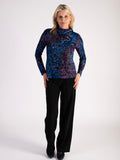 Cobalt/Purple Burnout Cowl Neck Top