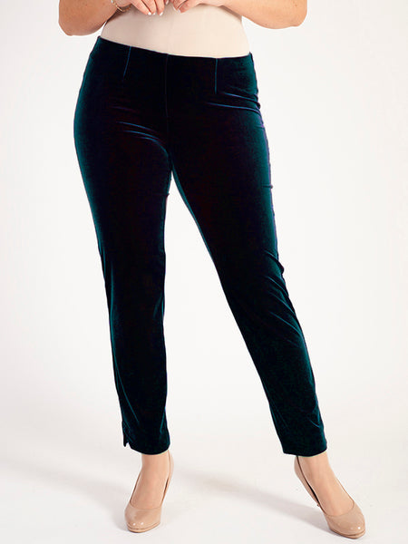 Teal Stretch Velvet Trouser