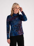 Cobalt/Purple Burnout Cowl Neck Top