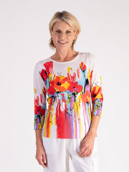 White/Multi Blossom Garden Jumper