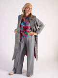 Grey Coat with Houndstooth Collar