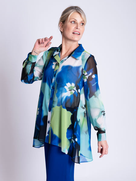 Cobalt/Multi Florence Blossom Print Blouse