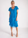 Azure Chiffon Multi Tiered Dress With Diamante Detail