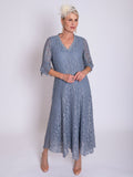 Platinum Lace Dress with Gold Foil Shimmer