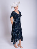 Navy/White Silk Floral Devoree Dress