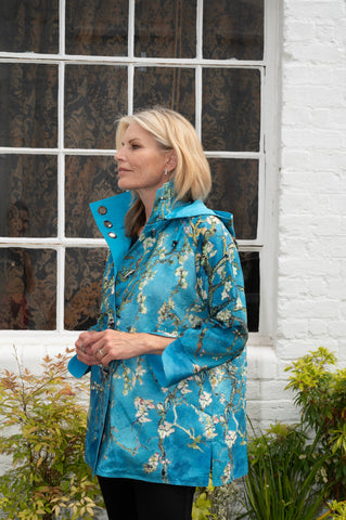 A Van Gogh Almond Blossom / Sky Blue Reversible Raincoat