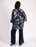 Cobalt/Pewter Paisley Lace Velvet Devoree Kimono Jacket