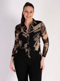 Black/Cream Abstract Mesh Shirt