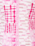 White/Fuchsia High Stand Collar Geometric Print Cotton Shirt