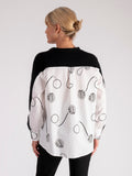 Bold Monochrome Graphic Button-Through Statement Top