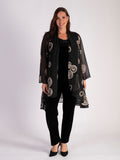 Black/Beige Embroidered Circles Jacket with Split Cuff Detail