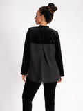 Black Stretch Velvet Jacket with Crepe Chiffon Back