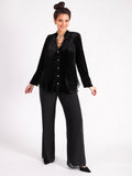 Black Stretch Velvet Jacket with Crepe Chiffon Back