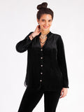 Black Stretch Velvet Jacket with Crepe Chiffon Back