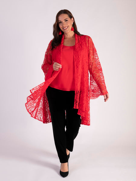 Poppy Lace Jacket with Split Cuff Detail & Scalloped Edge