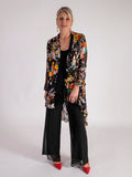 A Black/Multi Hand Painted Satin Devoree Jacket with Split Cuff Detail - LIMITED EDITION