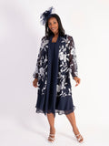 Dark Navy Bias Cut Chiffon Dress