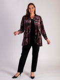 Premium Velvet Blouse with Black, Claret, and Pink Renaissance Print