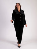 Elegant & Chic  Black Velvet Jacket with Gold Stud Fastenings