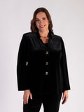 Elegant & Chic  Black Velvet Jacket with Gold Stud Fastenings