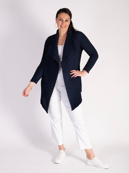 Navy Concertina Pleating Jacket