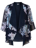 Navy/Lilac Enchanted Leaf Devoree Contrast Layered Shrug