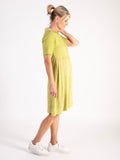 Lime Jersey & Linen Short Sleeve Dress – Casual Elegance