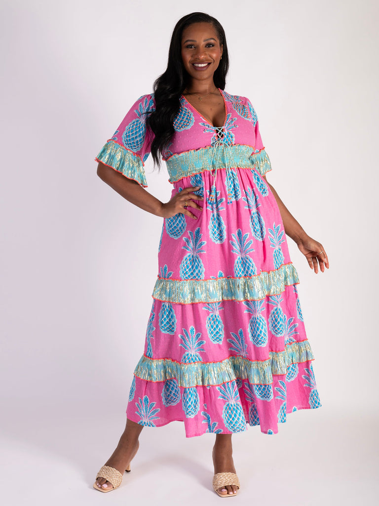 pineapple dress pink Coordinate Knit Dress Sleeveless Style 275C12 P