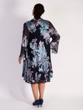 Navy/Lilac Enchanted Leaf Silk-Mix Devoree Jacket with Split Cuff Detail - NEW SS25!