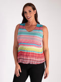 Holiday Stripe Plissé Sleeveless Top