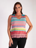 Holiday Stripe Plissé Sleeveless Top