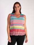 Holiday Stripe Plissé Sleeveless Top