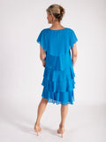 Azure Chiffon Multi Tiered Dress With Diamante Detail