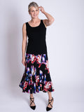 Black/Multi Tulip Print Twelve Panel Jersey Skirt