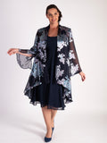 Navy/Lilac Enchanted Leaf Silk-Mix Devoree Jacket with Split Cuff Detail - NEW SS25!