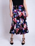 Black/Multi Tulip Print Twelve Panel Jersey Skirt