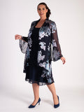 Navy/Lilac Enchanted Leaf Silk-Mix Devoree Jacket with Split Cuff Detail - NEW SS25!