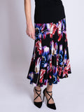Black/Multi Tulip Print Twelve Panel Jersey Skirt