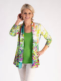 Green/Multi Abstract Spring Flowers  Cardigan